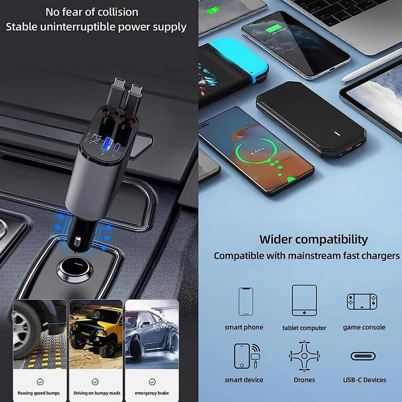 🔌 4 in 1 Retractable Charger  اشحن لحد 4 أجهزة بنفس الوقت