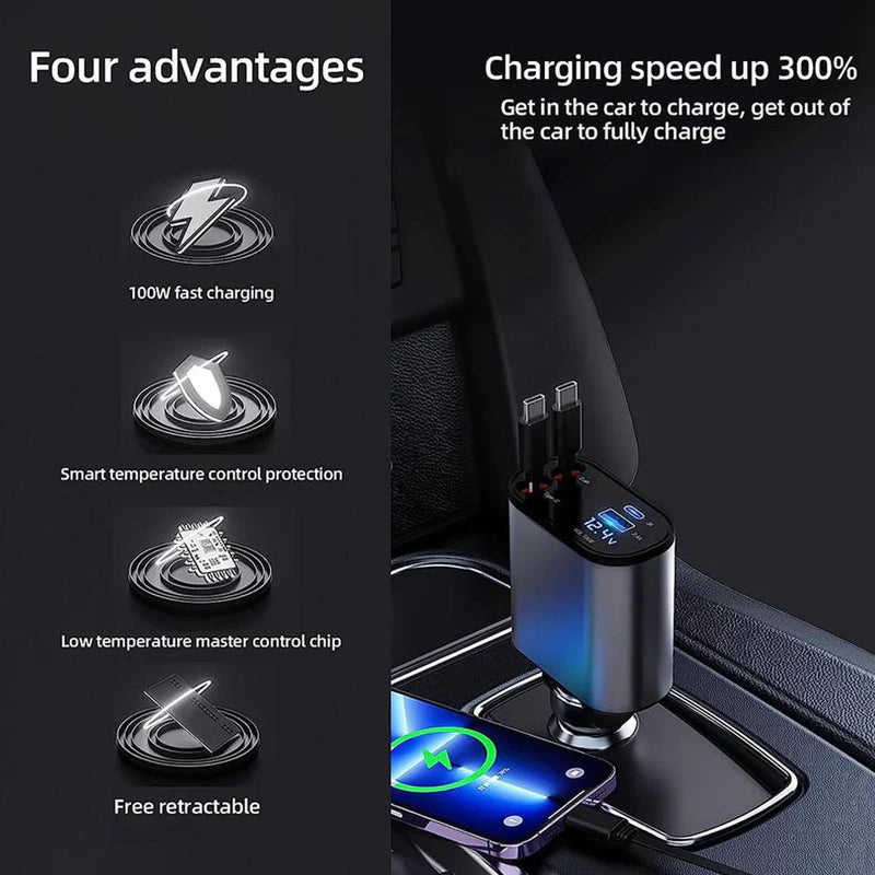 🔌 4 in 1 Retractable Charger  اشحن لحد 4 أجهزة بنفس الوقت