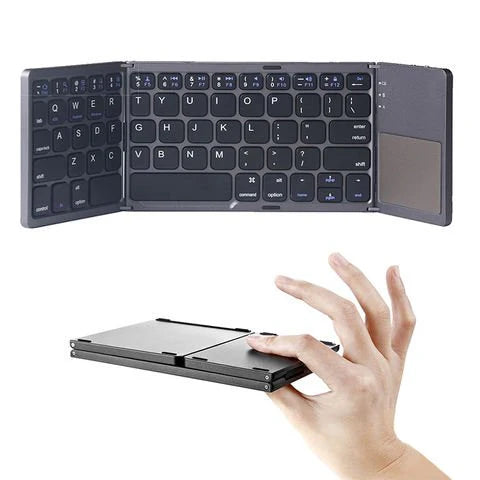 Foldable Bluetooth Keyboard with Touchpad لوحة مفاتيح بلوتوث قابلة للطي مع لوحة لمس