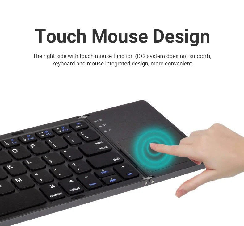 Foldable Bluetooth Keyboard with Touchpad لوحة مفاتيح بلوتوث قابلة للطي مع لوحة لمس