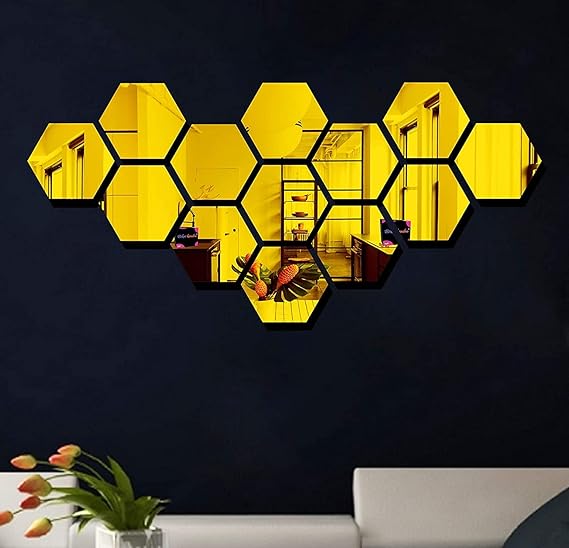 Hexagon Mirror Set – Wall Decor | مرايا سداسية ديكور